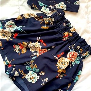 Floral Shorts w/ Belt